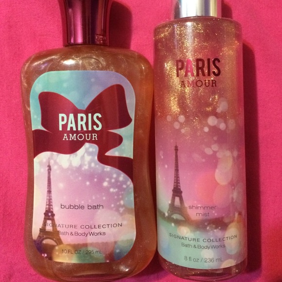 Paris Amour bubble bath and shimmer mist B&BW