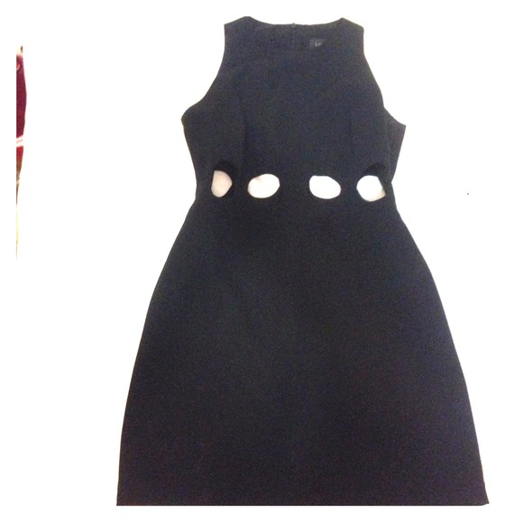 Vintage Black cocktail dress with circular cutouts - Picture 1 of 3