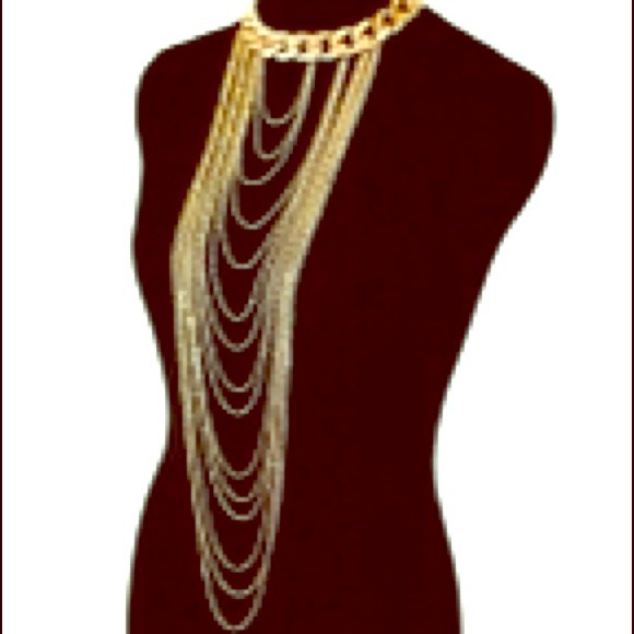 $15 sale! Gold braided choker w/chains necklace