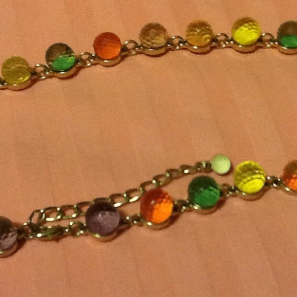 Multiple crystal coloured necklace & bracelet