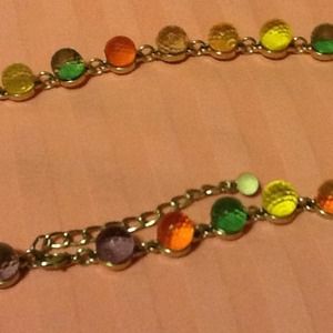 Multiple crystal coloured necklace & bracelet
