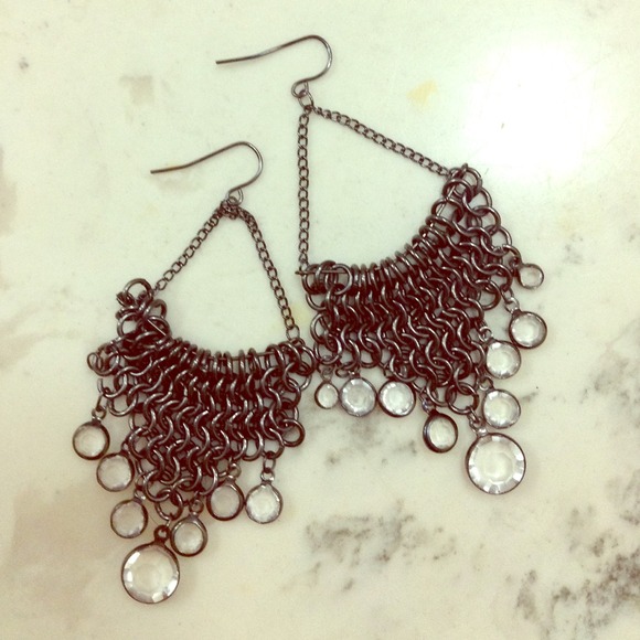 Fancy punky Dangly crystal-like earrings