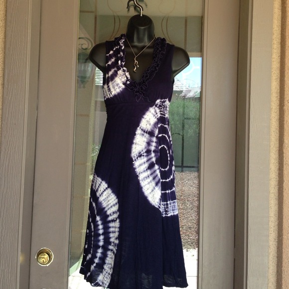 Navy and white dress