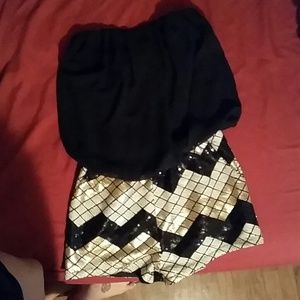 Black and gold sequence romper