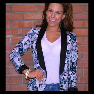 ON HOLD Lauren Conrad Floral Tuxedo Blazer Size 14