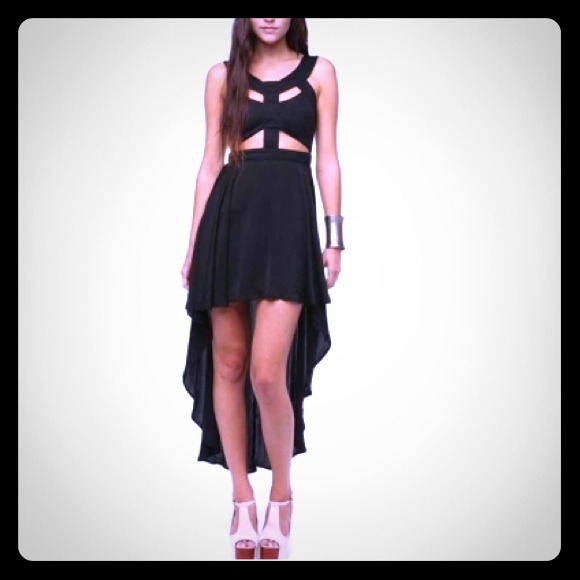 NWT Reverse Cutout High Low Little Black Dress