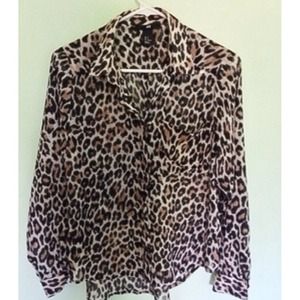 H&M cheetah print button up top! RESERVED