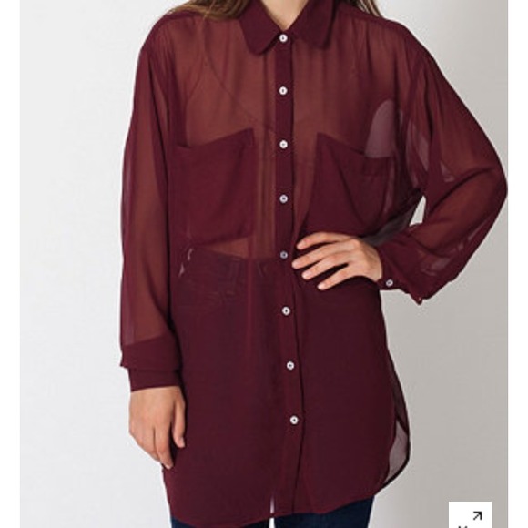 American Apparel Tops - American Apparel Chiffon Oversized Button-Up