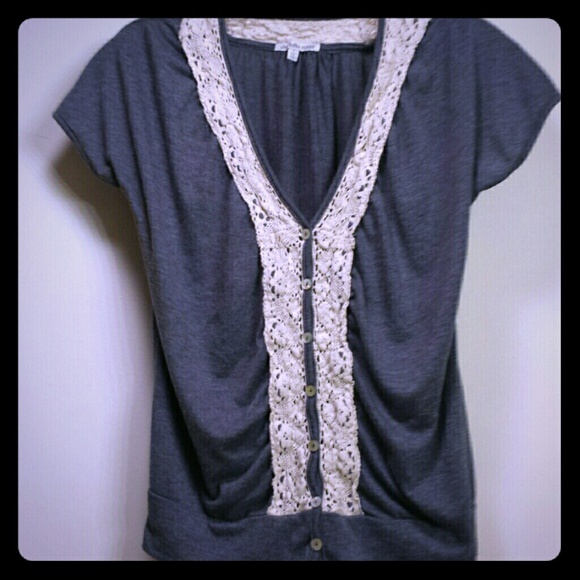 Charlotte Russe Lace Vneck Tshirt