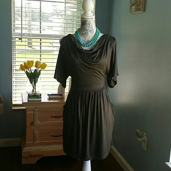 Brown Open Shoulder Ruched Dress by Soprano