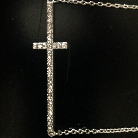 Silver & crystal cross necklace