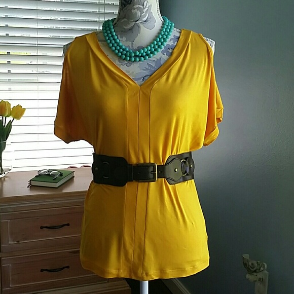 Yellow Open Shoulder Top