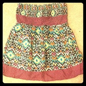 *Pretty Wet Seal Tribal Print Ruched Tube Top Crinkled Shirt Size Small