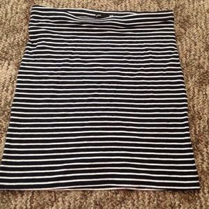 Black and white striped mini skirt