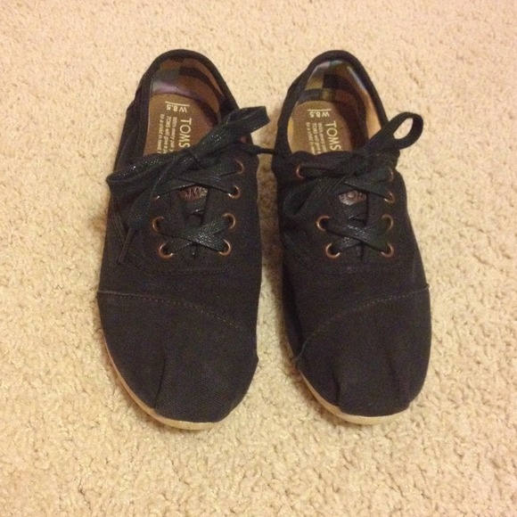 Toms black canvas cordones