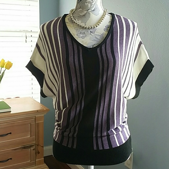 Knit Striped Batwing Top