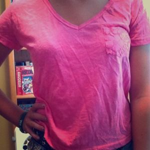 Pink lace v neck