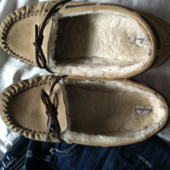 Tan moccasins