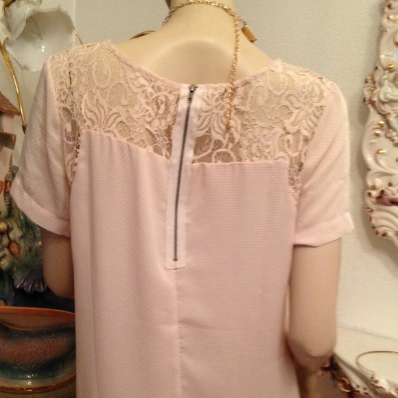 Light Peach Lace Accent Dress - Picture 2 of 3