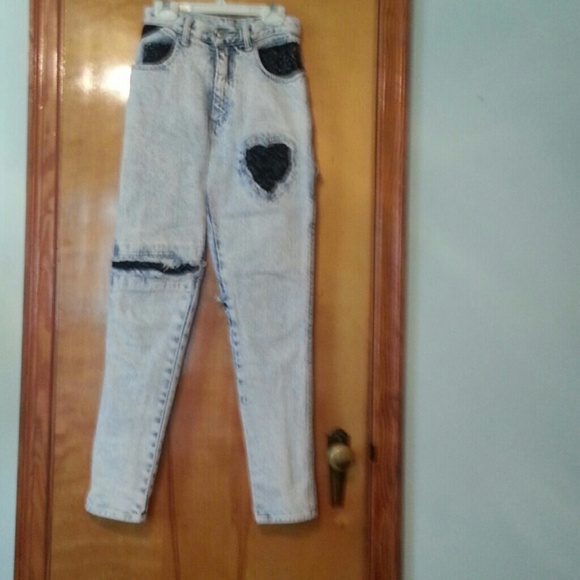 Light blue denim w/ lace accents.