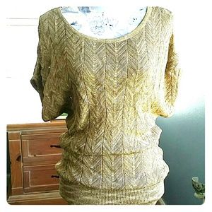 Metallic Gold Tunic Batwing Top