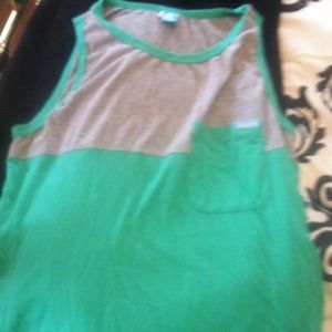 Green gray tank with front pocket