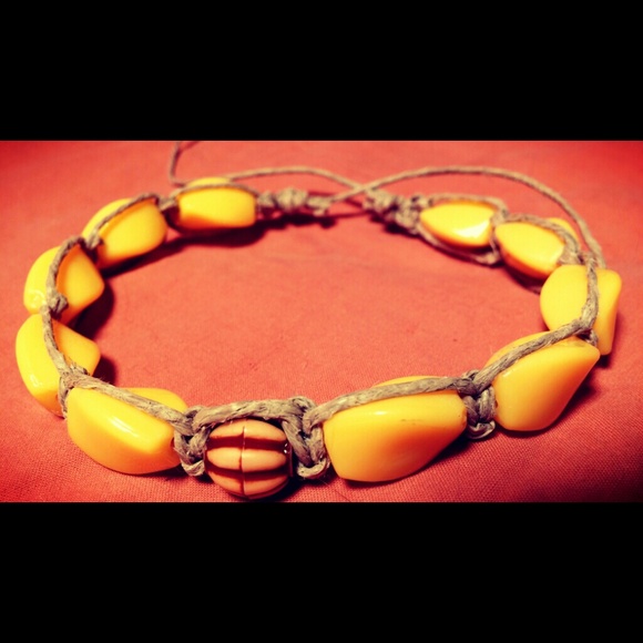 Hemp Bracelet Yellow New Handmade Summer Item - Picture 2 of 4