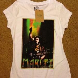 💚New Bob Marley White Tee Rasta TShirt💚