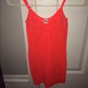 Bright orange lace see through tank