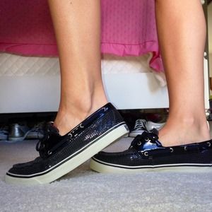 Black Sequin Sperry Top-Siders