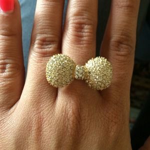 Gold Bow gem ring
