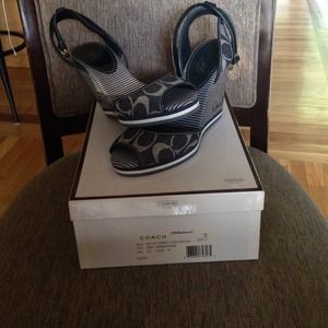 Coach denim wedges