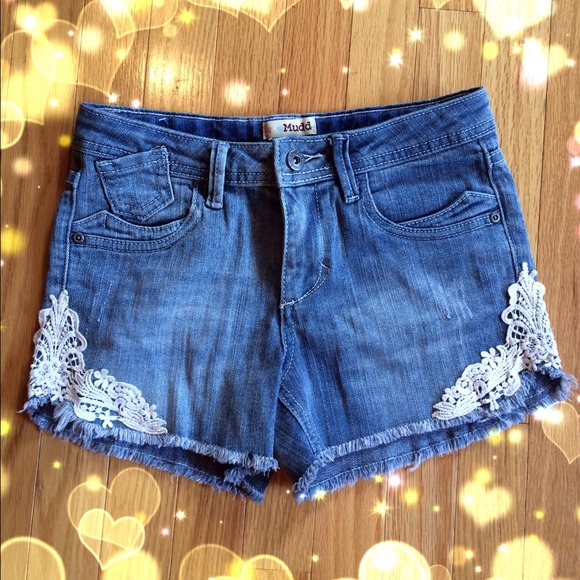 Mudd denim crochet shorts