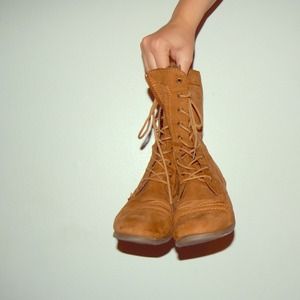 brown combat boots