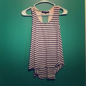 Navy blue and white striped tank