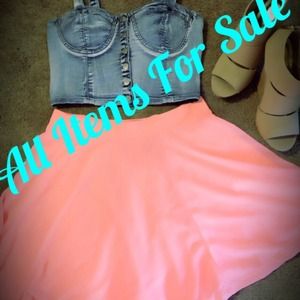 ❌SOLD❌super cute bright peach high waisted skirt