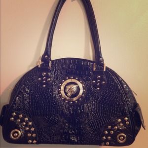 Crocodile pattern bag with Gold Trimmings