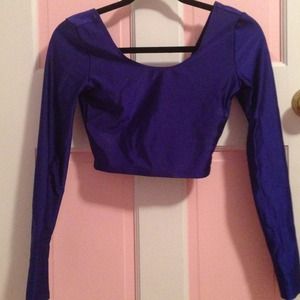 Forever21 Blue High Shine Long Sleeve Crop