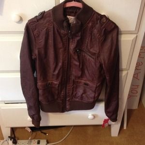 brown leather jacket