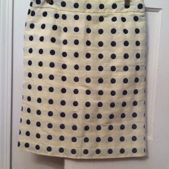 J Crew cream skirt with black polka dots