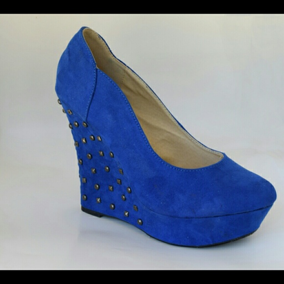 Blue Studded Wedges