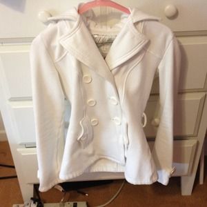 white hooded pea-coat