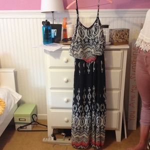 blue printed maxi dress