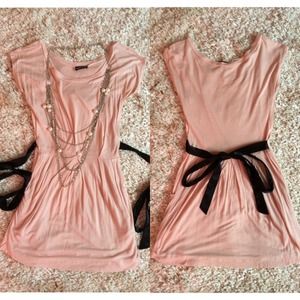Pale pink tie back shirt