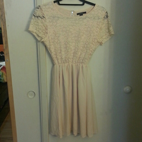 Peach floral silk dress