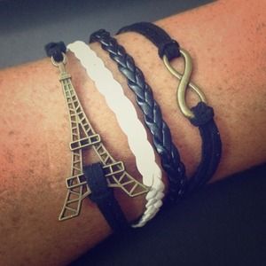 Black Eiffel Tower infinity bracelet