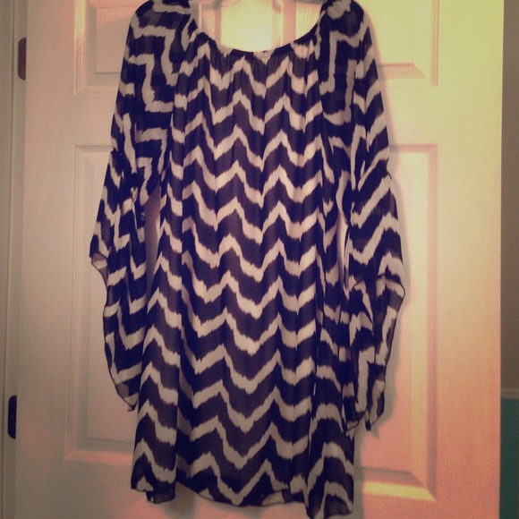 Black and white chevron dress