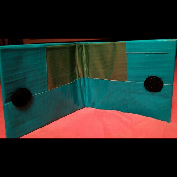 Woven Duct Tape Wallet Blue/Green One Large Pocket - Picture 2 of 4