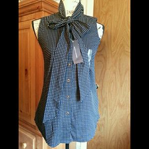 Navy blue and White polka dot Tommy Hilfiger shirt