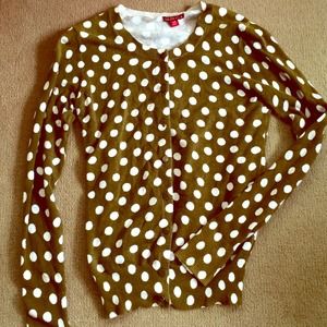 Olive Green/White Polka Dot Cardigan